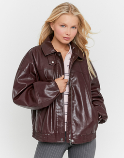 Veste Oversize en Similicuir Bordeaux | TALLY WEiJL