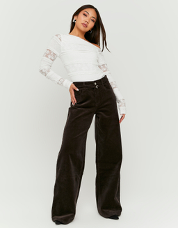 Brown Corduroy Wide Leg Pant | TALLY WEiJL