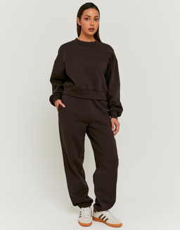 Pantaloni Jogging Marroni con Strass | TALLY WEiJL
