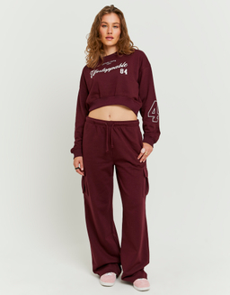 Burgundy Loose Cargo Jogger | TALLY WEiJL