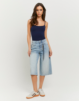Blaue Mid Waist Bermuda Shorts | TALLY WEiJL