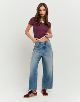 Blue Mid Waist Barrel Jeans | TALLY WEiJL
