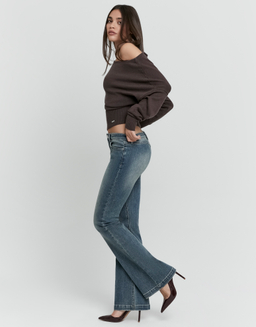 Blaue Flare Jeans mit mitteldunkler Indigo Waschung | TALLY WEiJL