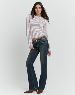 Jean Bootcut Bleu avec Clous | TALLY WEiJL
