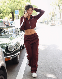 Red Straight Leg Sweatpants with Band Detail | TALLY WEiJL