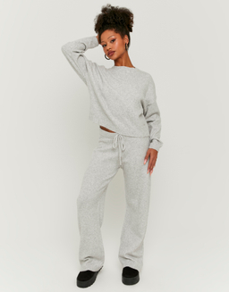 Pantaloni Grigi Flare a Maglia | TALLY WEiJL