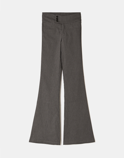 Grey Striped Flare Trousers | TALLY WEiJL