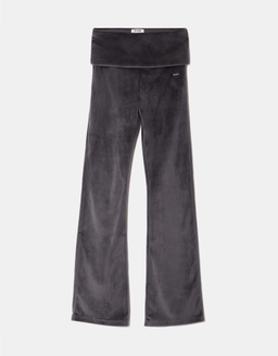 Grey Wide Leg Sweatpants with Fold Over Waistband | TALLY WEiJL