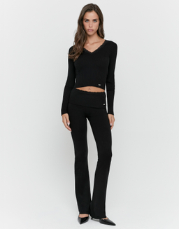 Pantaloni Flare in Maglia Neri | TALLY WEiJL