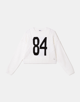 Maglione Bianco in Maglia Jacquard con Girocollo | TALLY WEiJL