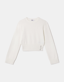 Weißer Strickpullover mit Taillendetail | TALLY WEiJL