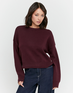 Burgundy Basic Knit Jumper | TALLY WEiJL