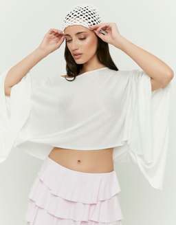 White Asymmetric Knit Cape | TALLY WEiJL