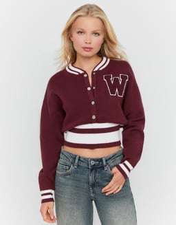 Cardigan Corto in Maglia Bordeaux | TALLY WEiJL