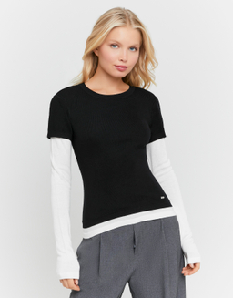 Black Layered Knit Jumper | TALLY WEiJL