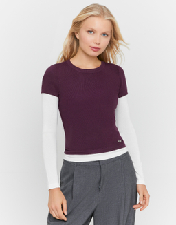 Maglione in Maglia Viola Effetto Layering | TALLY WEiJL