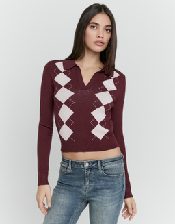 Pullover Marrone in Jersey Ricamato | TALLY WEiJL