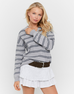 Maglione in Maglia Grigio a Righe | TALLY WEiJL