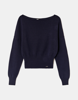 Blauer Basic Strickpullover | TALLY WEiJL
