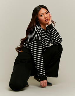 Black and White Striped Knit Jumper | TALLY WEiJL