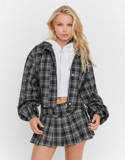 Grauer Karierter Plissee Mini Skort | TALLY WEiJL