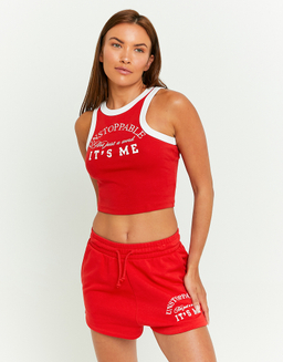 Shorts in Felpa Rossi con Stampa | TALLY WEiJL