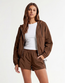 Brown Mid-Waist Mini Shorts with Bow | TALLY WEiJL