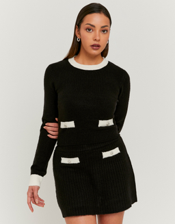 Gonna Nera a Maglia con Dettagli a Contrasto | TALLY WEiJL