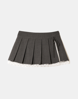 Grey Lace Trim Mini Skirt | TALLY WEiJL