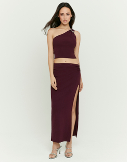 Burgundy Long Skirt with Slit | TALLY WEiJL