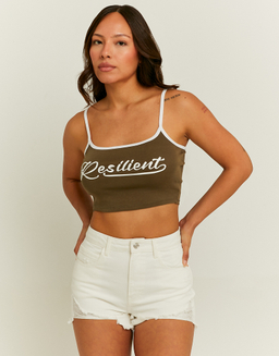 Green Cropped Printed Tank Top | TALLY WEiJL