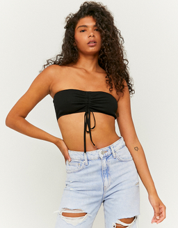 Top Bandeau Arricciato Nero | TALLY WEiJL
