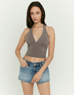 Grey Halter Crop Top | TALLY WEiJL