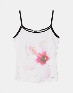 Weißes Tanktop mit Blumenprint | TALLY WEiJL