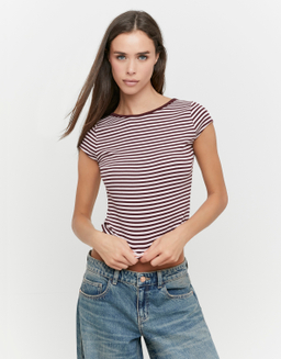 T Shirt Rayé Bordeaux | TALLY WEiJL