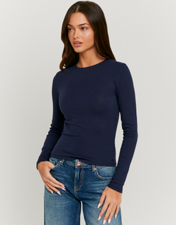 Basic Blue T-Shirt with Long Sleeves | TALLY WEiJL