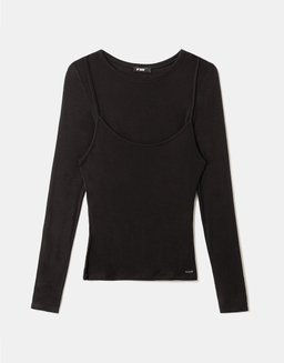 Black Layered T Shirt | TALLY WEiJL