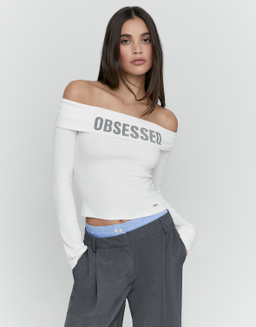 T Shirt Bianca con Spalle Scoperte | TALLY WEiJL