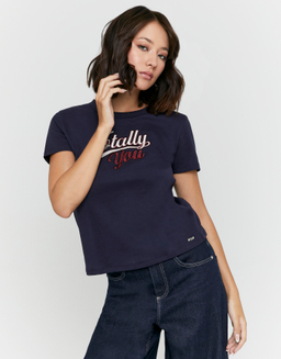 Maglietta Blu Ricamata | TALLY WEiJL