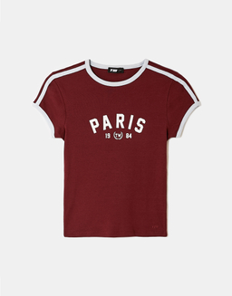 Burgundy Printed T-Shirt | TALLY WEiJL