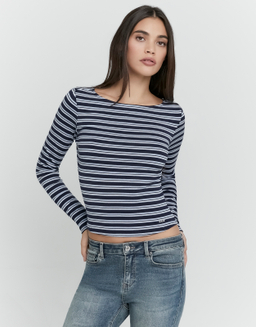 Gestreiftes Baumwoll T-Shirt mit U-Boot-Ausschnitt | TALLY WEiJL