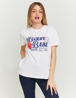 White Printed Oversize T-shirt | TALLY WEiJL