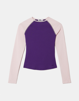Lila Langarmshirt mit Rosa Raglanärmeln | TALLY WEiJL