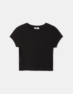 Schwarzes Cropped T Shirt | TALLY WEiJL
