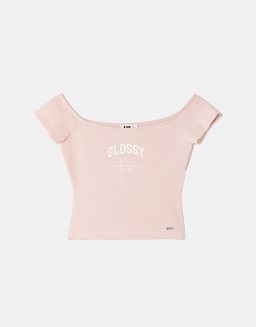 Pink Printed Cropped T-Shirt | TALLY WEiJL