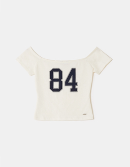 White Printed Cropped T-Shirt | TALLY WEiJL