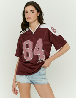 Burgundy Oversized Printed T-Shirt | TALLY WEiJL