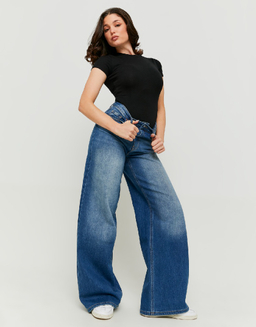 Blue High Waist Wide Leg Jeans | TALLY WEiJL