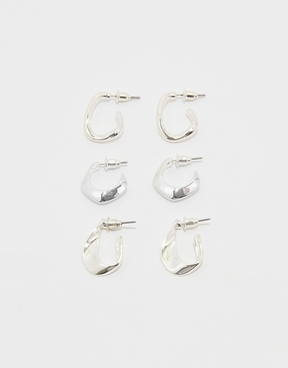 Set di 3 orecchini a cerchio argento | TALLY WEiJL