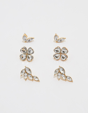 Set di 3 orecchini dorati con strass | TALLY WEiJL